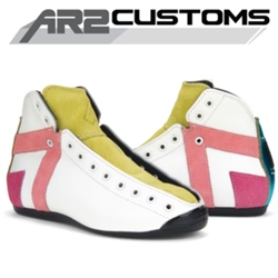 AR2 Custom White Dusty Rose suede pink suede lime green sueded turquise met
